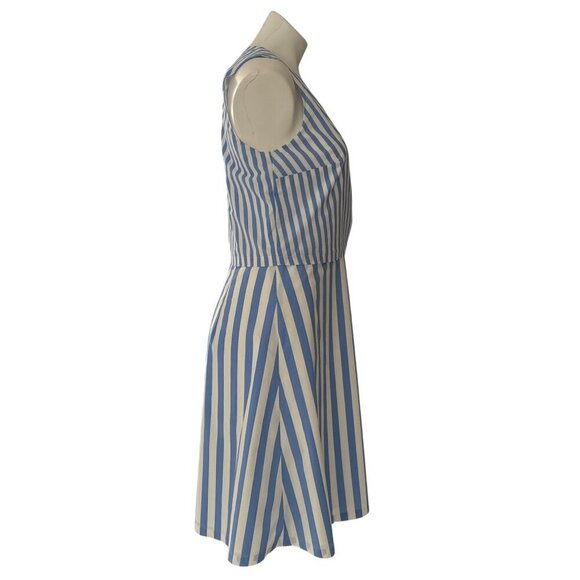 Ann Taylor Striped Poplin Wrap Dress, Blue White Women's Size 8 - Picture 6 of 12